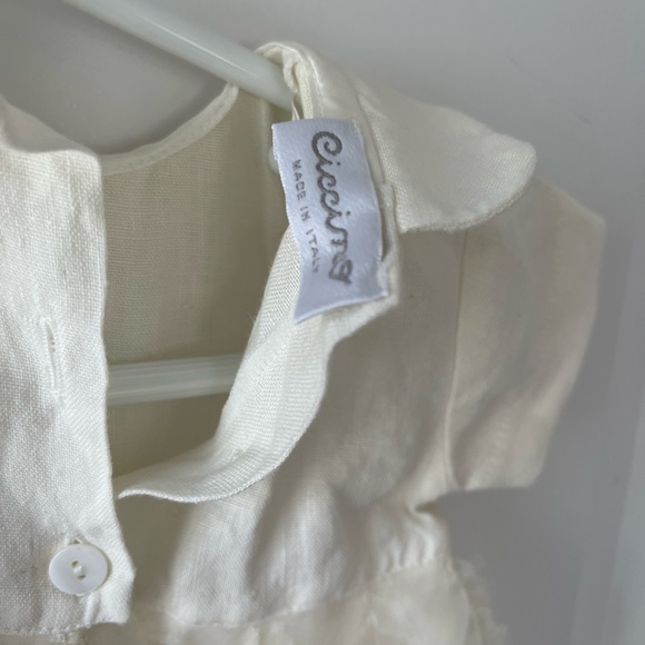 Vintage Infant Linen and Organza Occasion Dress - Picture 4 of 5